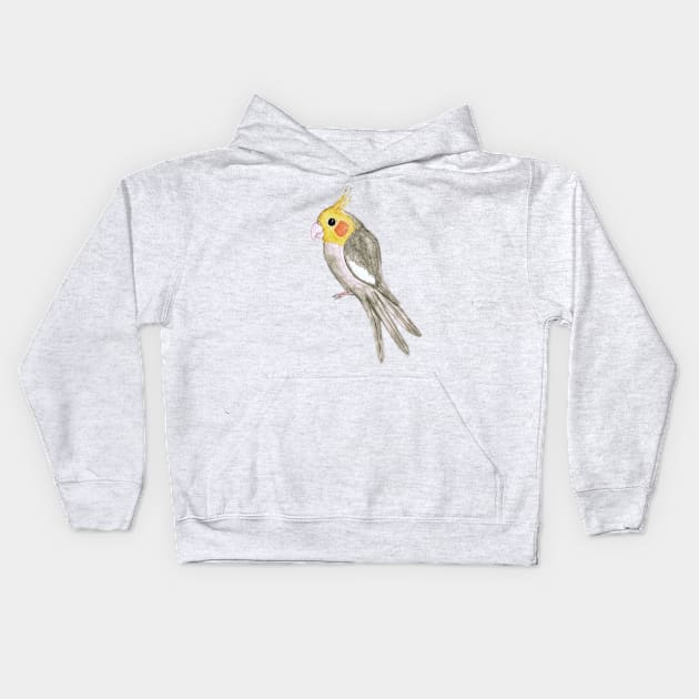 Cockatiel watercolor Kids Hoodie by Bwiselizzy